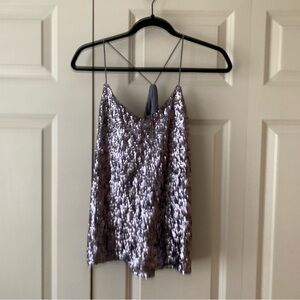Express Silver Sequin Tank Top